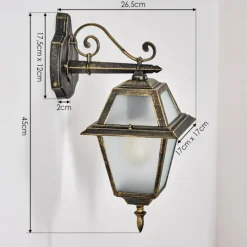 Luminaires Rustiques-hofstein Fornelos Luminaire extérieur, Lampe murale d´extérieur, Applique murale Or, Noir, 1 lumière