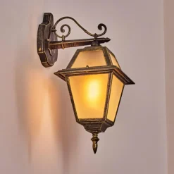 Luminaires Rustiques-hofstein Fornelos Luminaire extérieur, Lampe murale d´extérieur, Applique murale Or, Noir, 1 lumière