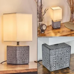 Lampes En Tissu-hofstein Forshyttan Lampe à poser Gris, Blanc, 1 lumière