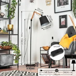 Lampes En Tissu-hofstein Fridene Lampadaire Écru, Noir, 1 lumière