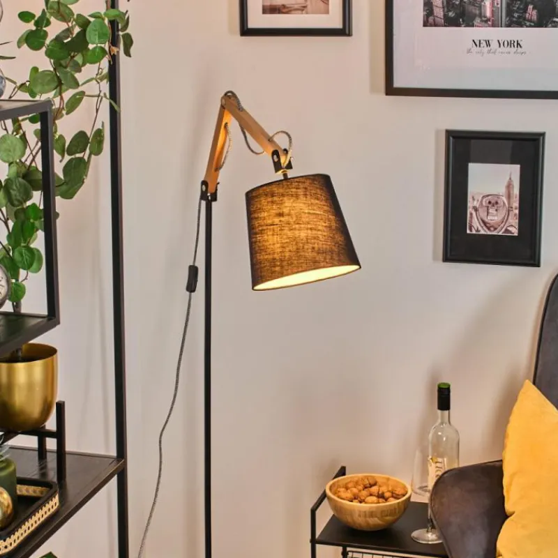 Lampes En Tissu-hofstein Fridene Lampadaire Écru, Noir, 1 lumière