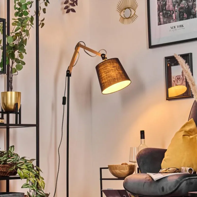 Lampes En Tissu-hofstein Fridene Lampadaire Écru, Noir, 1 lumière