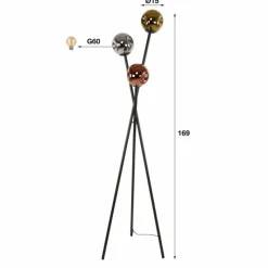 hofstein Fuensalida Lampadaire Anthracite, 3 lumières