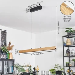 hofstein Fugelsta Suspension, Suspension LED Noir, 1 lumière