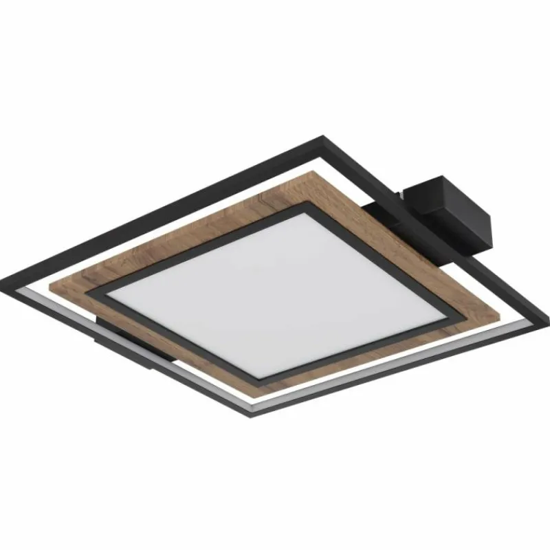 Lampes En Bois-Luminaires Globo Lighting GABALDO Plafonnier LED Couleur bois, Noir, Blanc, 1 lumière