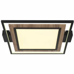 Lampes En Bois-Luminaires Globo Lighting GABALDO Plafonnier LED Couleur bois, Noir, Blanc, 1 lumière
