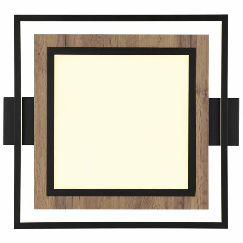 Lampes En Bois-Luminaires Globo Lighting GABALDO Plafonnier LED Couleur bois, Noir, Blanc, 1 lumière