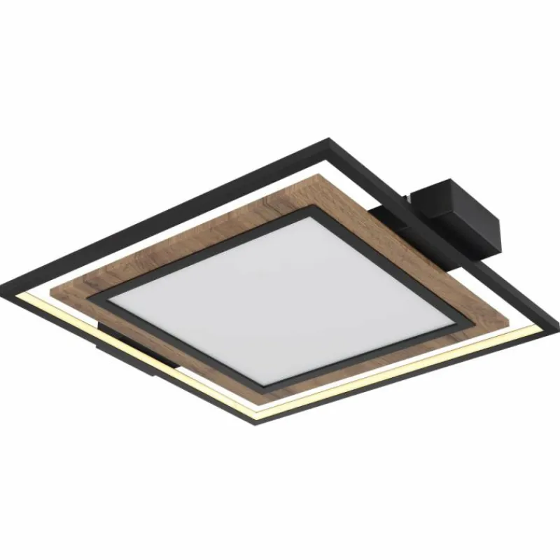 Lampes En Bois-Luminaires Globo Lighting GABALDO Plafonnier LED Couleur bois, Noir, Blanc, 1 lumière