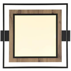 Lampes En Bois-Luminaires Globo Lighting GABALDO Plafonnier LED Couleur bois, Noir, Blanc, 1 lumière