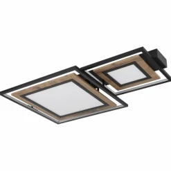 Lampes En Bois-Luminaires Globo Lighting GABALDO Plafonnier LED Couleur bois, Noir, Blanc, 1 lumière