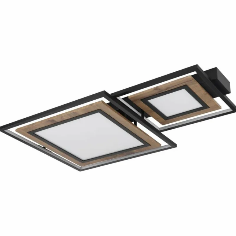 Lampes En Bois-Luminaires Globo Lighting GABALDO Plafonnier LED Couleur bois, Noir, Blanc, 1 lumière