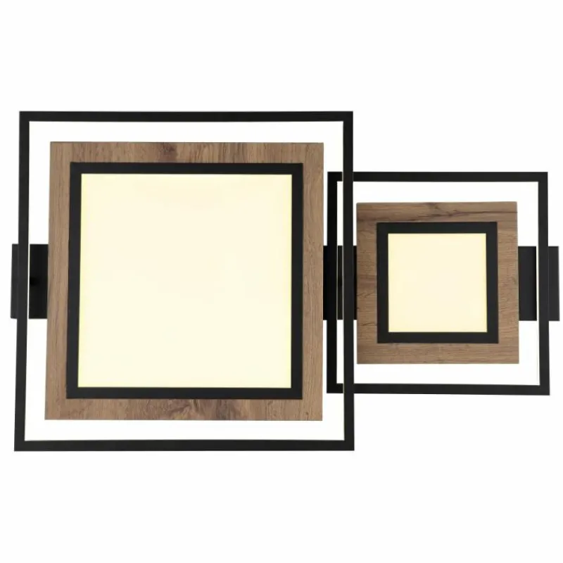 Lampes En Bois-Luminaires Globo Lighting GABALDO Plafonnier LED Couleur bois, Noir, Blanc, 1 lumière