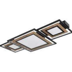 Lampes En Bois-Luminaires Globo Lighting GABALDO Plafonnier LED Couleur bois, Noir, Blanc, 1 lumière
