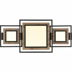 Lampes En Bois-Luminaires Globo Lighting GABALDO Plafonnier LED Couleur bois, Noir, Blanc, 1 lumière