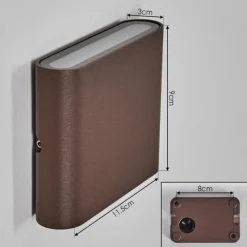 hofstein Gamas Lampe murale d´extérieur, Luminaire de salle de bain, Luminaire Up & Down, Applique murale Rouille, 1 lumière