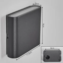 hofstein Gamas Lampe murale d´extérieur, Luminaire de salle de bain, Luminaire Up & Down, Applique murale LED Anthracite, 1 lumière