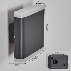 hofstein Gamas Lampe murale d´extérieur, Luminaire Up & Down, Applique murale LED Anthracite, 1 lumière