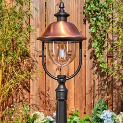 Luminaires Rustiques-hofstein Gascon Eclairage de chemin Cuivre, Noir, 1 lumière