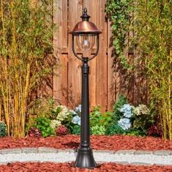 Luminaires Rustiques-hofstein Gascon Eclairage de chemin Cuivre, Noir, 1 lumière