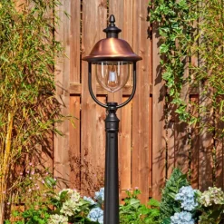 Luminaires Rustiques-hofstein Gascon Eclairage de chemin Cuivre, Noir, 1 lumière