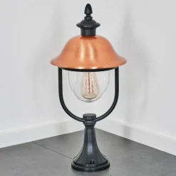 Luminaires Rustiques-hofstein Gascon Eclairage de chemin Cuivre, Noir, 1 lumière