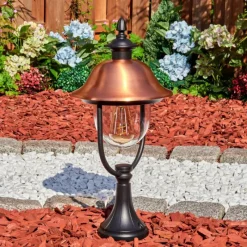 Luminaires Rustiques-hofstein Gascon Eclairage de chemin Cuivre, Noir, 1 lumière