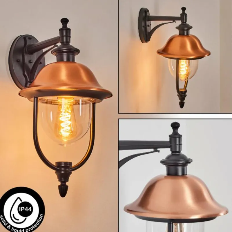 Luminaires Rustiques-hofstein Gascon Lampe murale d´extérieur, Applique murale Cuivre, Noir, 1 lumière