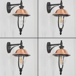 Luminaires Rustiques-hofstein Gascon Lampe murale d´extérieur, Applique murale Cuivre, Noir, 1 lumière