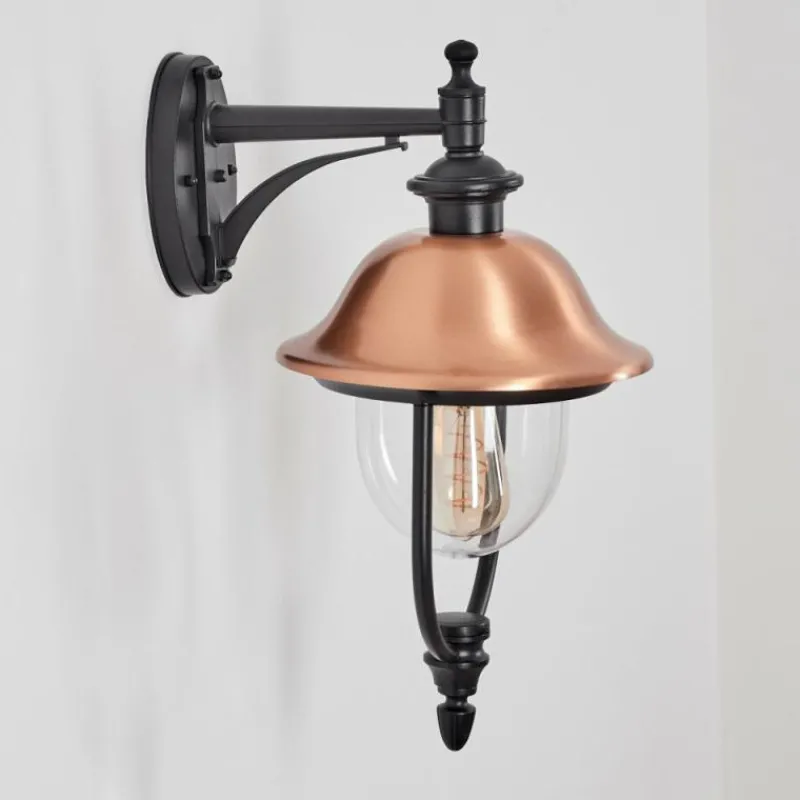 Luminaires Rustiques-hofstein Gascon Lampe murale d´extérieur, Applique murale Cuivre, Noir, 1 lumière