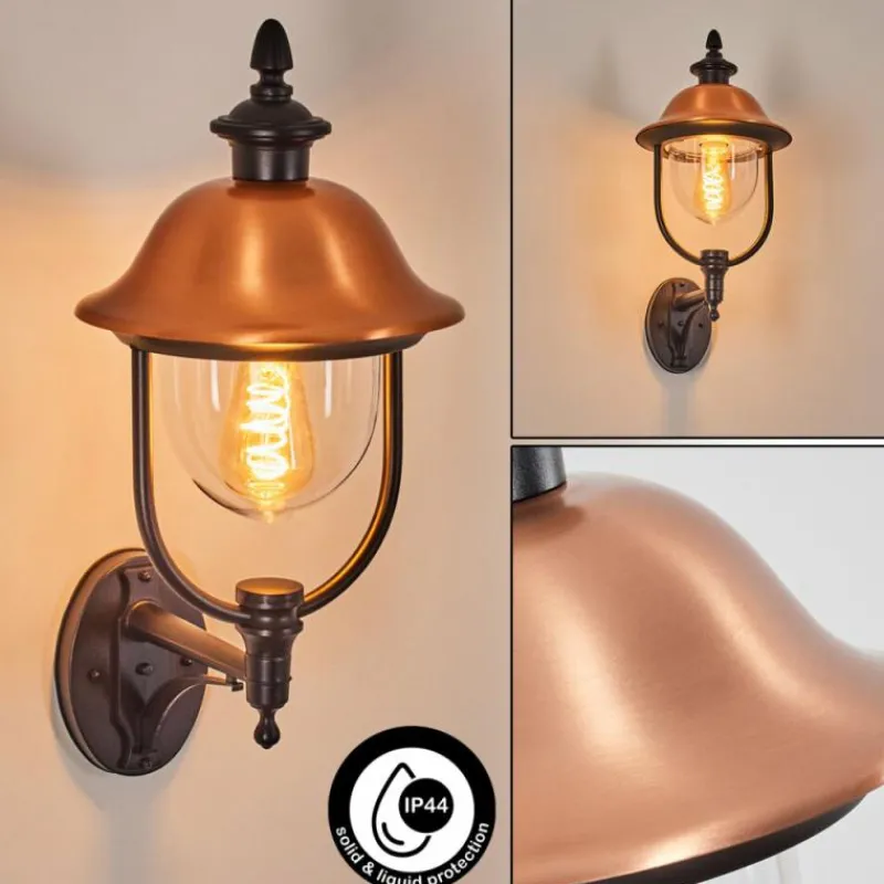 Luminaires Rustiques-hofstein Gascon Lampe murale d´extérieur, Applique murale Cuivre, Noir, 1 lumière