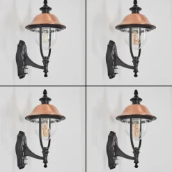 Luminaires Rustiques-hofstein Gascon Lampe murale d´extérieur, Applique murale Cuivre, Noir, 1 lumière, Détecteur de mouvement