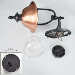 Luminaires Rustiques-hofstein Gascon Lampe murale d´extérieur, Applique murale Cuivre, Noir, 1 lumière, Détecteur de mouvement