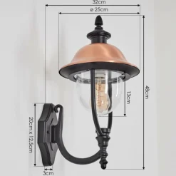 Luminaires Rustiques-hofstein Gascon Lampe murale d´extérieur, Applique murale Cuivre, Noir, 1 lumière