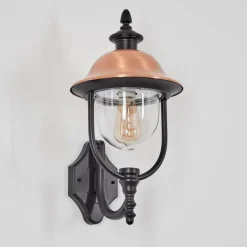 Luminaires Rustiques-hofstein Gascon Lampe murale d´extérieur, Applique murale Cuivre, Noir, 1 lumière