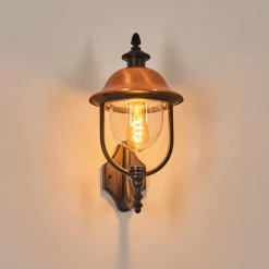 Luminaires Rustiques-hofstein Gascon Lampe murale d´extérieur, Applique murale Cuivre, Noir, 1 lumière