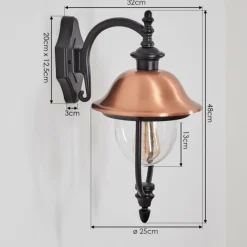 Luminaires Rustiques-hofstein Gascon Lampe murale d´extérieur, Applique murale Cuivre, Noir, 1 lumière