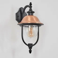 Luminaires Rustiques-hofstein Gascon Lampe murale d´extérieur, Applique murale Cuivre, Noir, 1 lumière