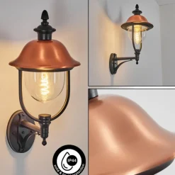 Luminaires Rustiques-hofstein Gascon Lampe murale d´extérieur, Applique murale Cuivre, Noir, 1 lumière