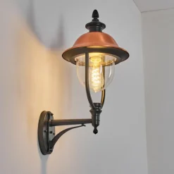 Luminaires Rustiques-hofstein Gascon Lampe murale d´extérieur, Applique murale Cuivre, Noir, 1 lumière