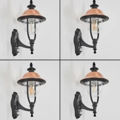 Luminaires Rustiques-hofstein Gascon Lampe murale d´extérieur, Applique murale Cuivre, Noir, 1 lumière, Détecteur de mouvement