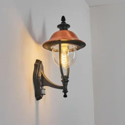 Luminaires Rustiques-hofstein Gascon Lampe murale d´extérieur, Applique murale Cuivre, Noir, 1 lumière, Détecteur de mouvement