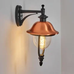 Luminaires Rustiques-hofstein Gascon Lampe murale d´extérieur, Applique murale Cuivre, Noir, 1 lumière