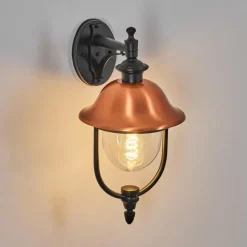 Luminaires Rustiques-hofstein Gascon Lampe murale d´extérieur, Applique murale Cuivre, Noir, 1 lumière