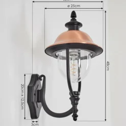 Luminaires Rustiques-hofstein Gascon Lampe murale d´extérieur, Applique murale Cuivre, Noir, 1 lumière