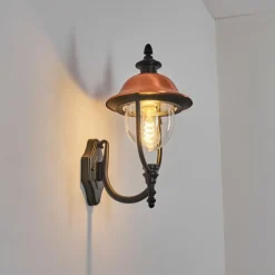 Luminaires Rustiques-hofstein Gascon Lampe murale d´extérieur, Applique murale Cuivre, Noir, 1 lumière