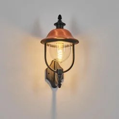 Luminaires Rustiques-hofstein Gascon Lampe murale d´extérieur, Applique murale Cuivre, Noir, 1 lumière