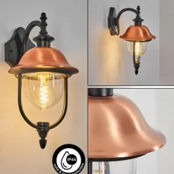 Luminaires Rustiques-hofstein Gascon Lampe murale d´extérieur, Applique murale Cuivre, Noir, 1 lumière