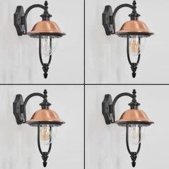 Luminaires Rustiques-hofstein Gascon Lampe murale d´extérieur, Applique murale Cuivre, Noir, 1 lumière