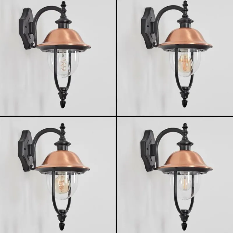 Luminaires Rustiques-hofstein Gascon Lampe murale d´extérieur, Applique murale Cuivre, Noir, 1 lumière