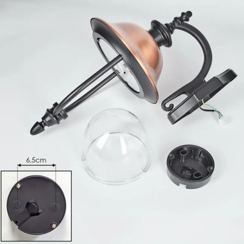 Luminaires Rustiques-hofstein Gascon Lampe murale d´extérieur, Applique murale Cuivre, Noir, 1 lumière